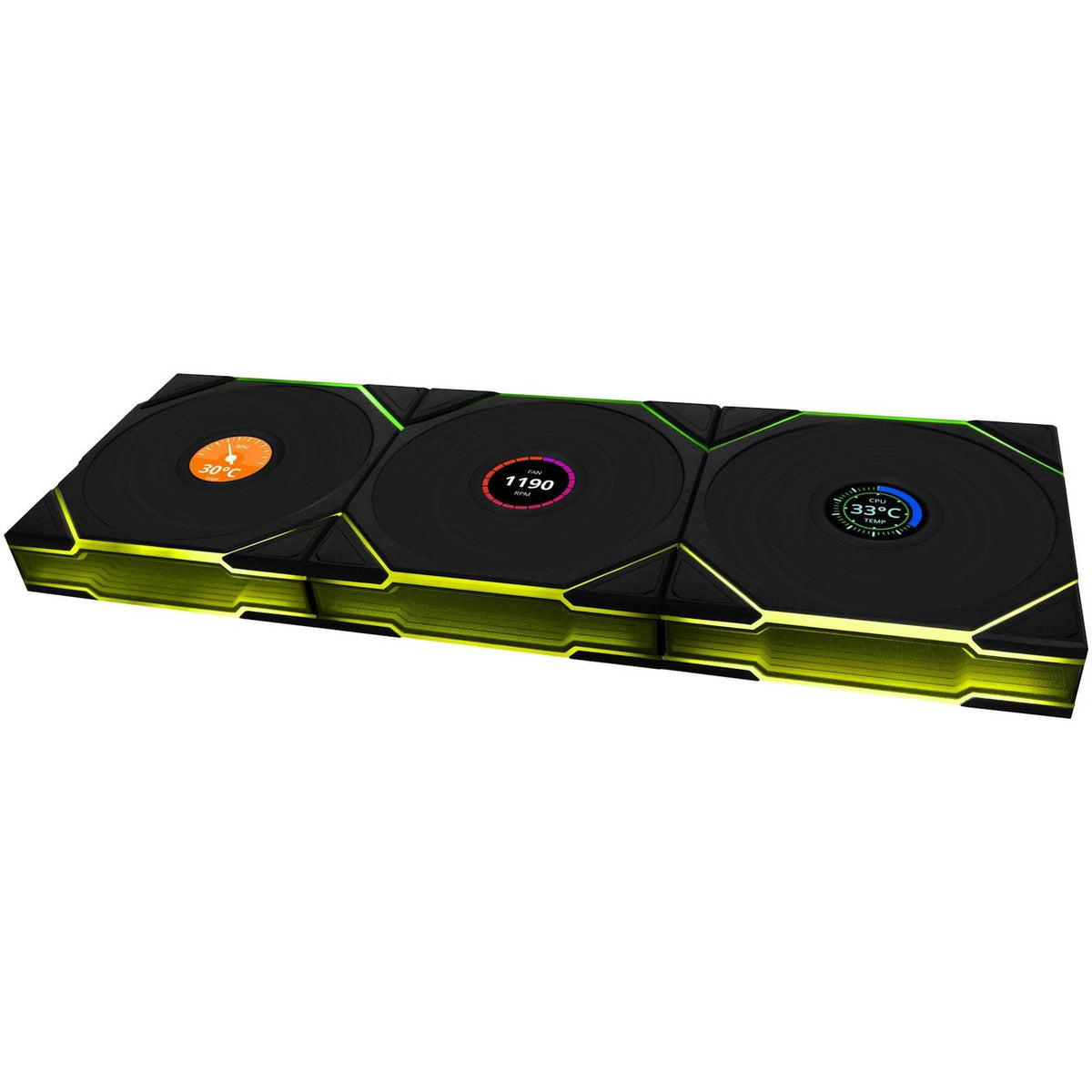 Lian-Li UNI FAN TL120 LCD Wireless Reverse ARGB Black 120mm Triple Pac ...