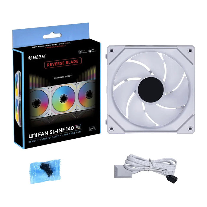 Lian-Li UNI FAN SL140 INF Reverse Blade Addressable RGB White 140mm Fan