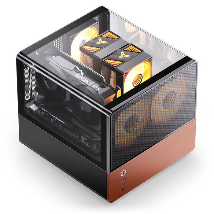 Jonsbo V12 Black TG Wood Micro-ATX PC Case