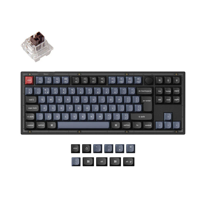 Keychron V3 Knob QMK Frosted Black RGB ISO UK PBT K Pro Red