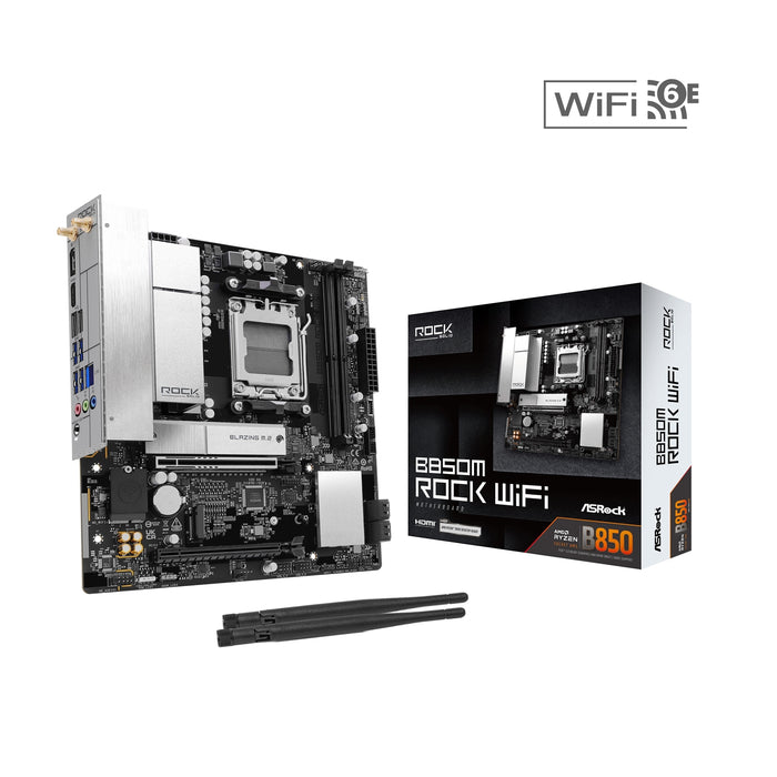 ASRock B850M Rock WiFi Micro-ATX AM5 Motherboard