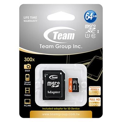64GB Team Group MicroSDXC Card with Adapter
