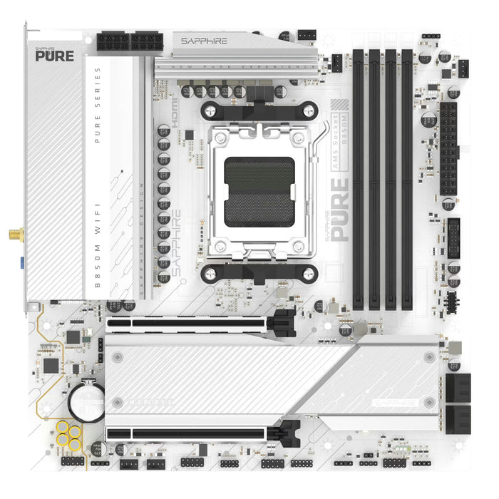 SAPPHIRE Pure B850M WiFi White mATX AM5 Motherboard
