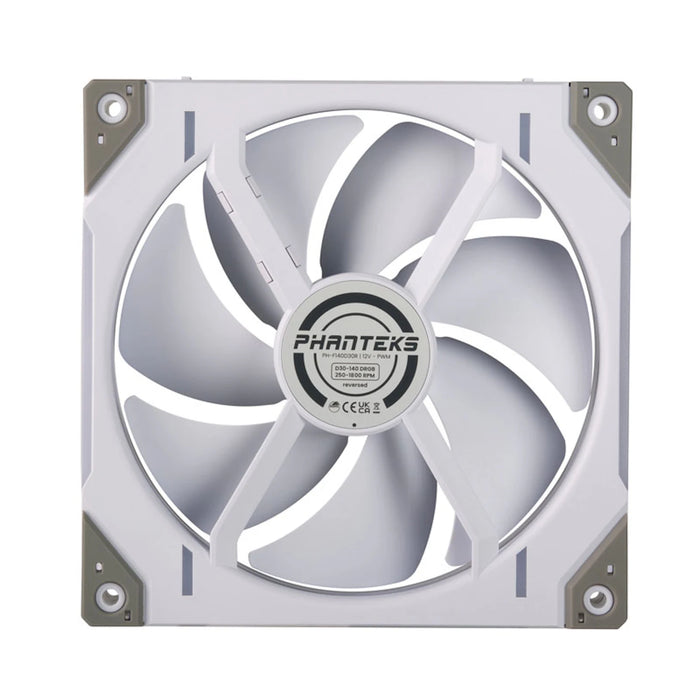 Phanteks D30 White Reverse Airflow D-RGB 140mm PWM Fans Triple Pack