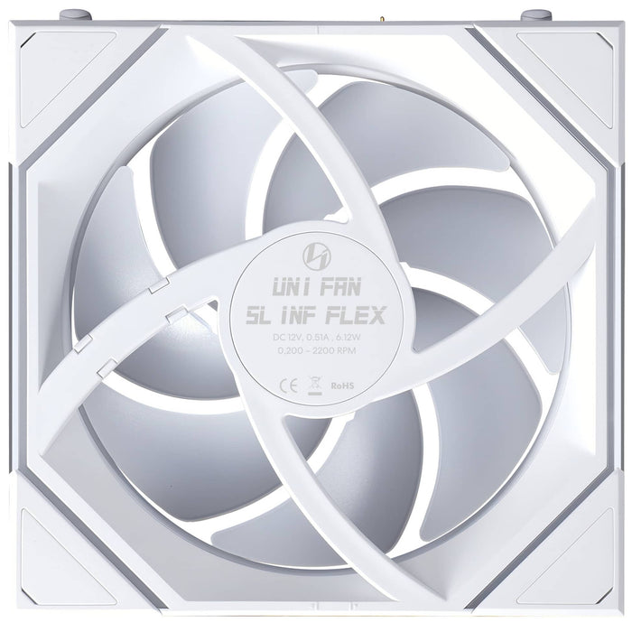 Lian Li UNI FAN SLINF FLEX Reverse 120mm Triple Fan Pack with Controller - White