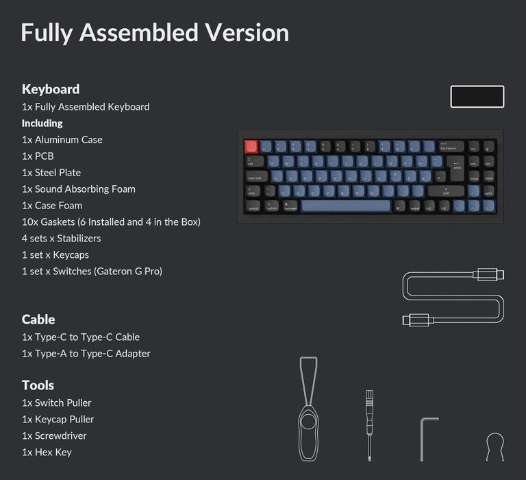 Keychron Q7 Carbon Black RGB 70% ISO UK Gateron G Pro Brown