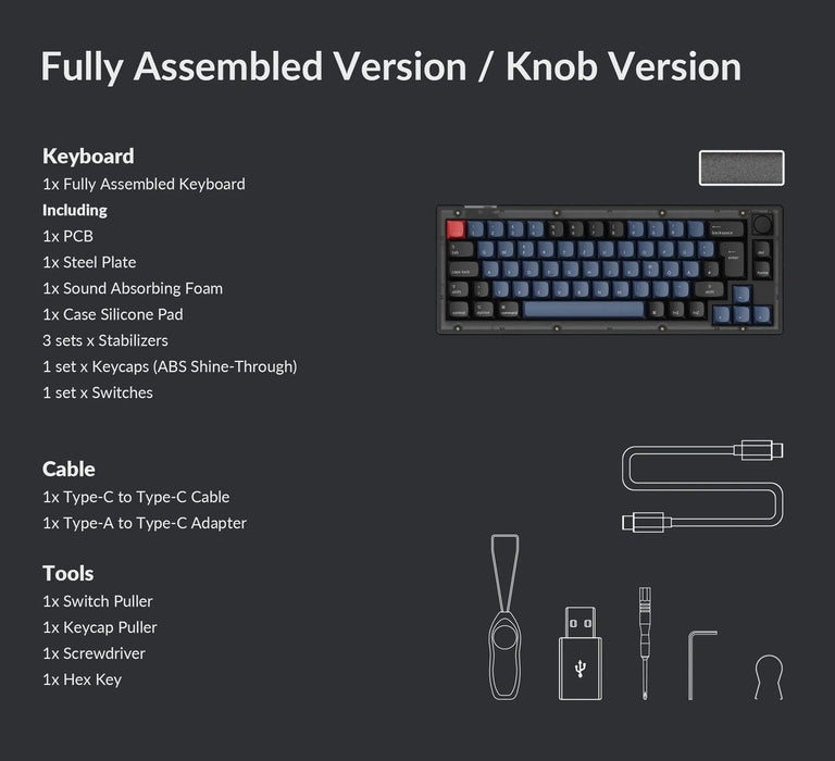 Keychron V2 Knob Frosted Black RGB 65% ISO UK K Pro Brown