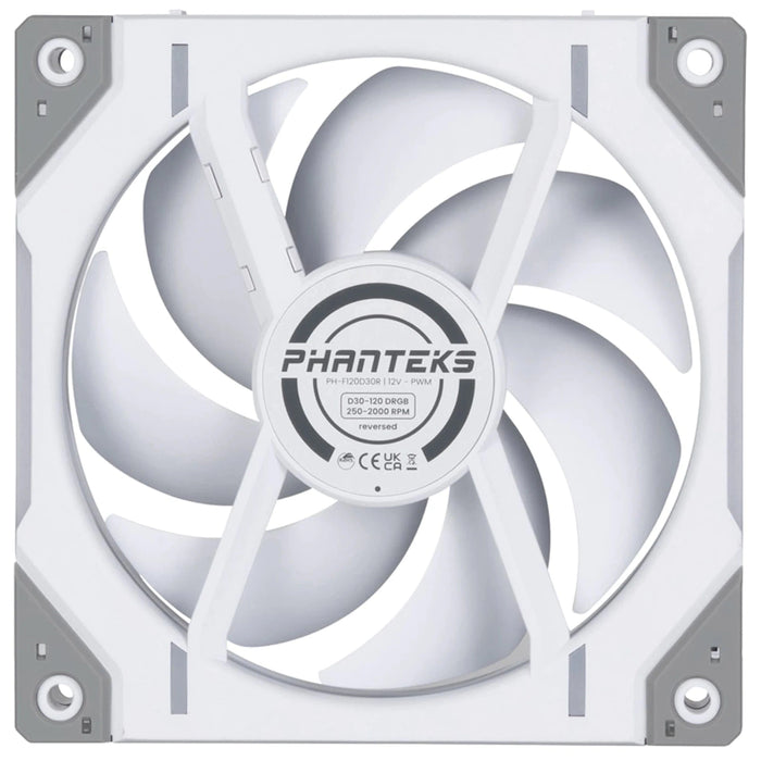 Phanteks D30 White Reverse Airflow D-RGB 120mm PWM Fan