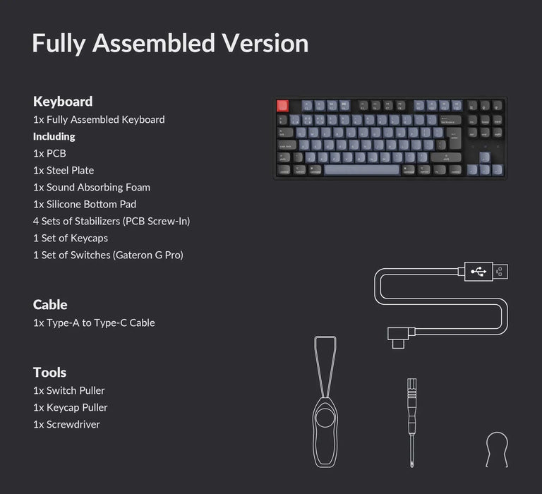 Keychron K8 Pro Plastic White LED TKL ISO UK Linear Gateron Red